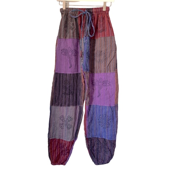 Vintage Pants & Jumpsuits Boho Hippie Patchwork Cotton Jogger Pants